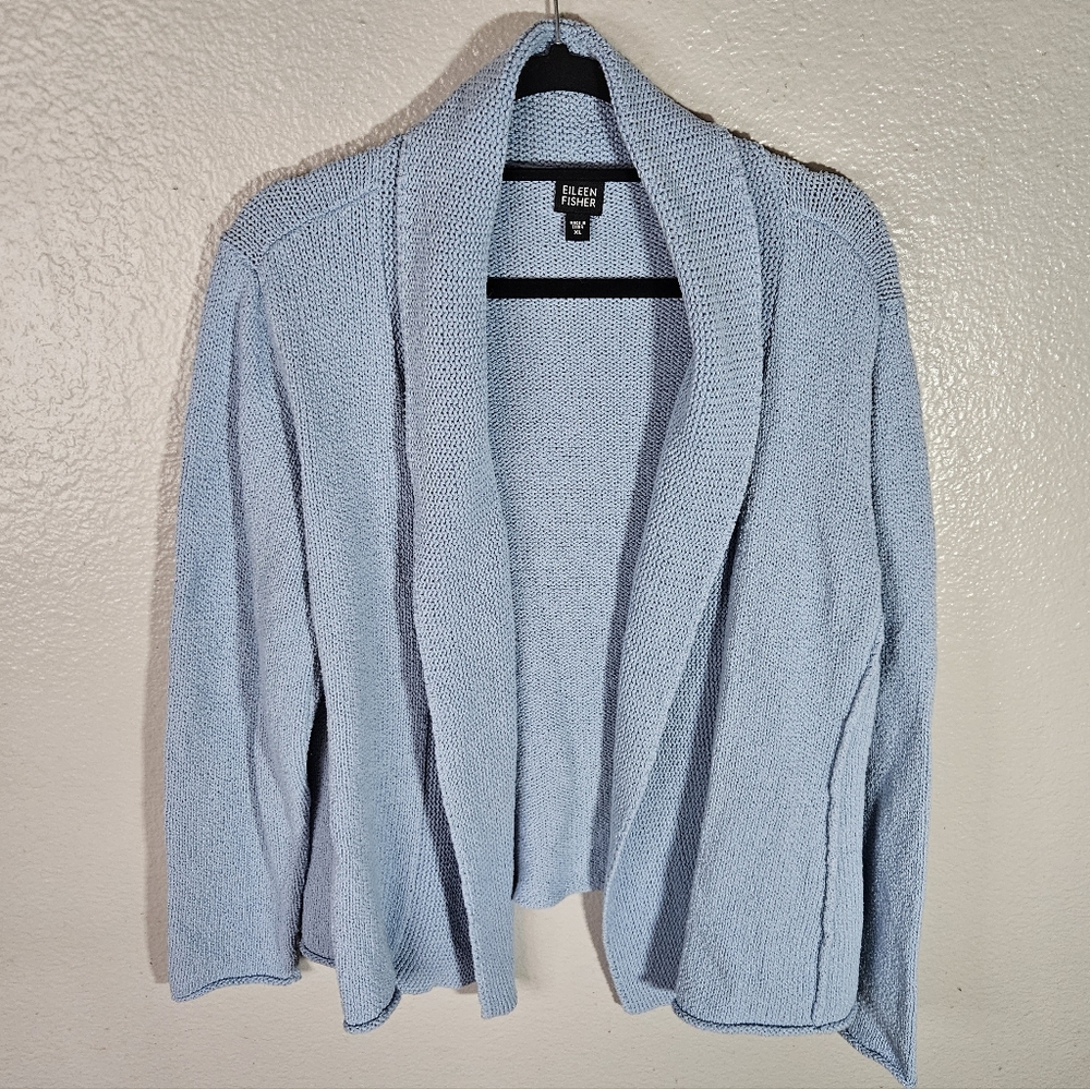 Eileen Fisher Blue Knit Cardigan Size XL